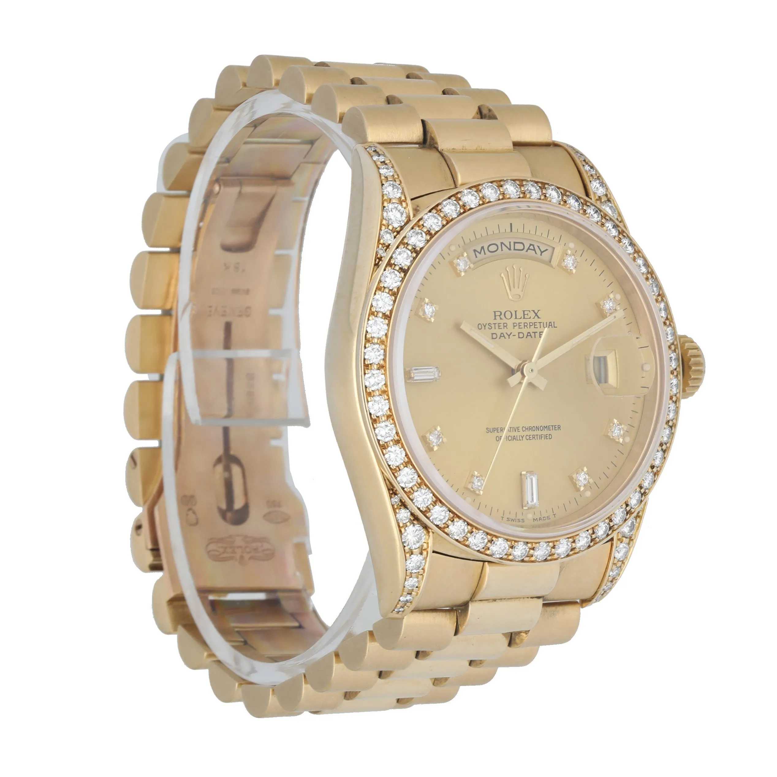 Rolex Day-Date President 18338 Diamond Dial & Bezel Men's Watch.