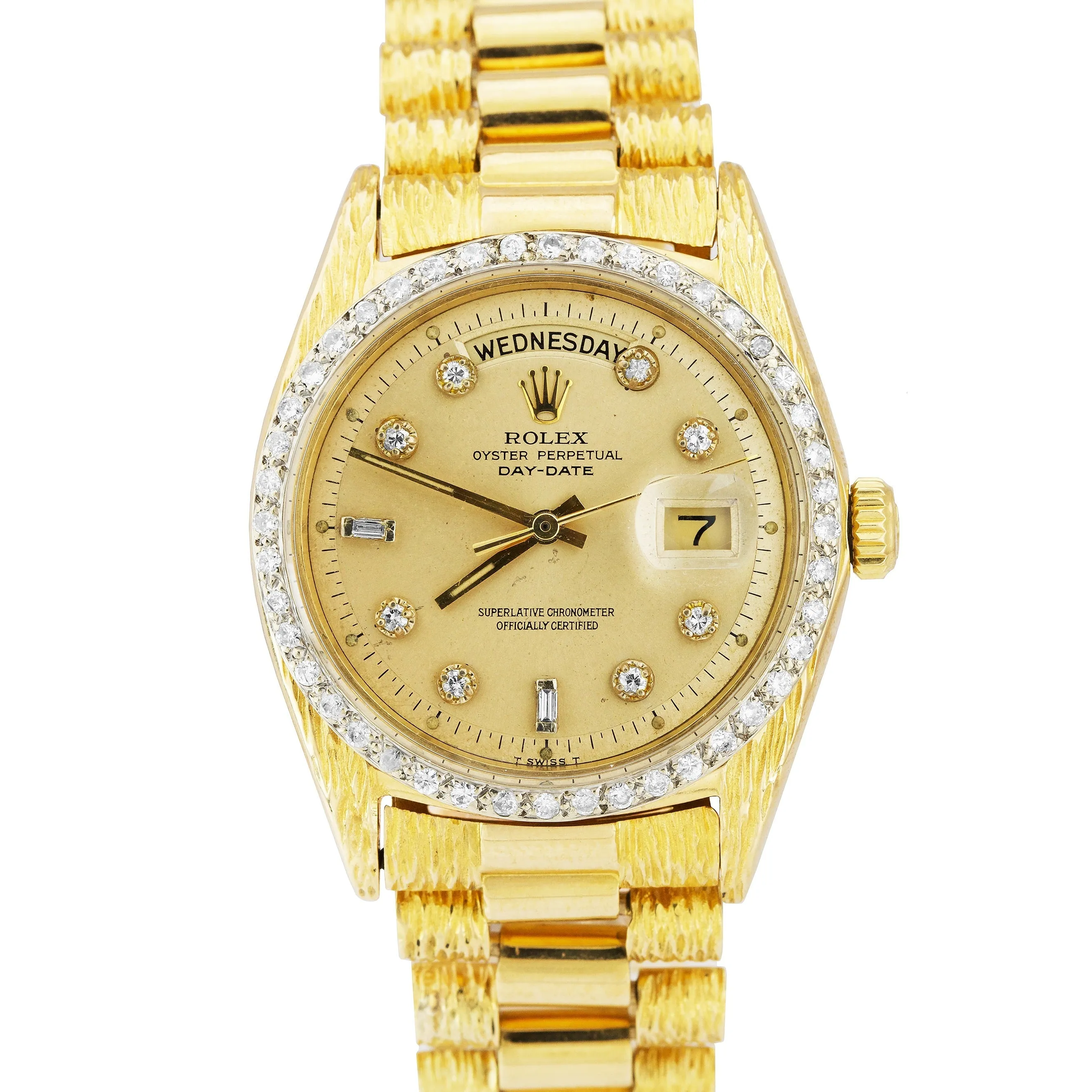 Rolex Day-Date President 36mm DIAMOND BEZEL 18K Yellow Gold Pie-Pan Watch 1803