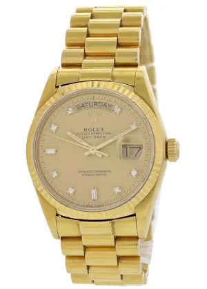 Rolex Day-Date President Diamond Dial 18038 Mens Watch