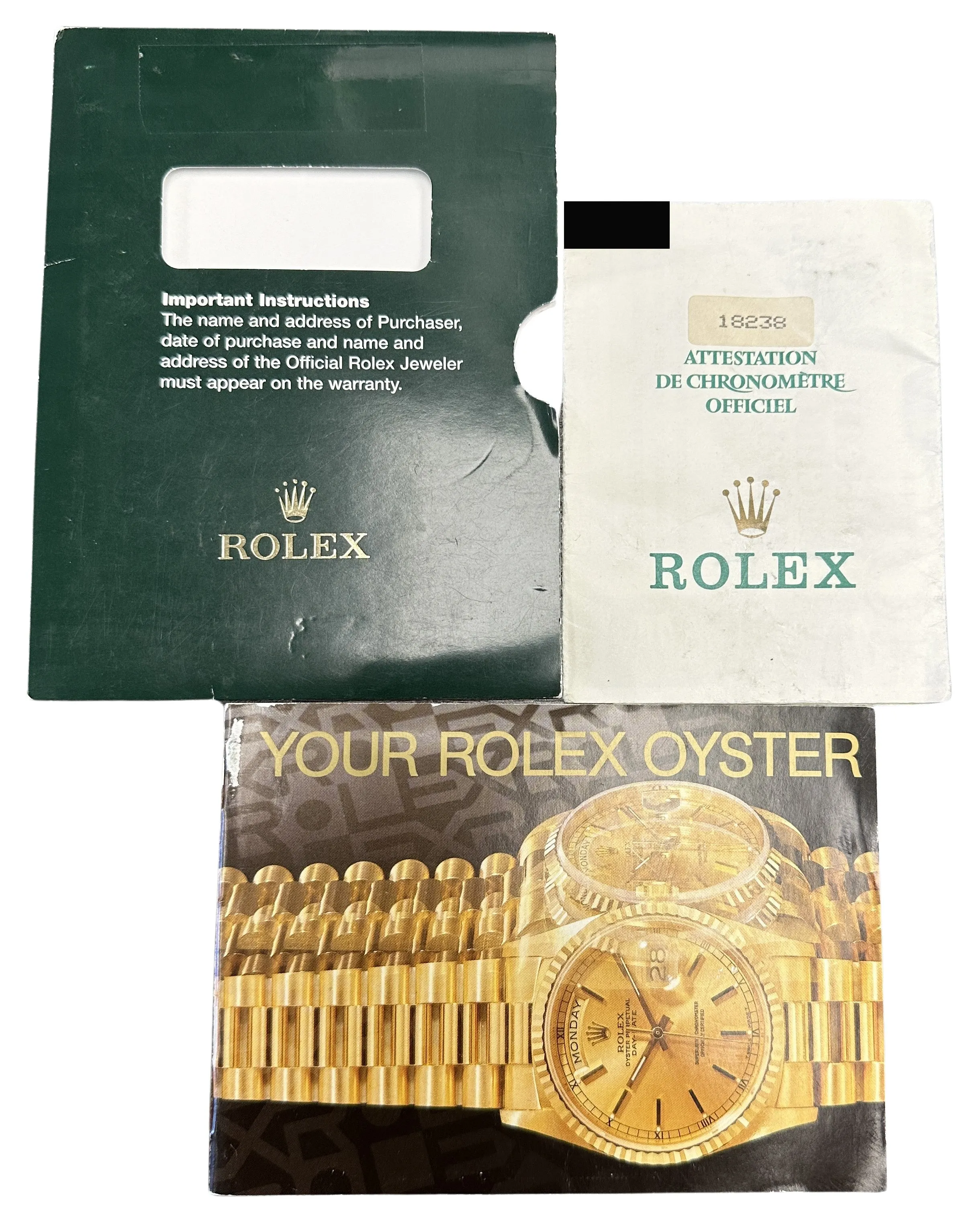 Rolex Day-Date President PAPERS 18k Gold Myriad Bronze DIAMOND 36mm 18238 Watch