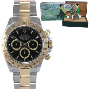Rolex Daytona 16523 Black Dial Zenith 18k Gold Steel Two Tone Chrono Watch Box