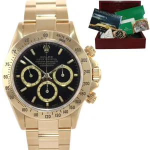 Rolex Daytona 16528 Zenith Black Inverted 6 Yellow Gold W Serial Watch Box