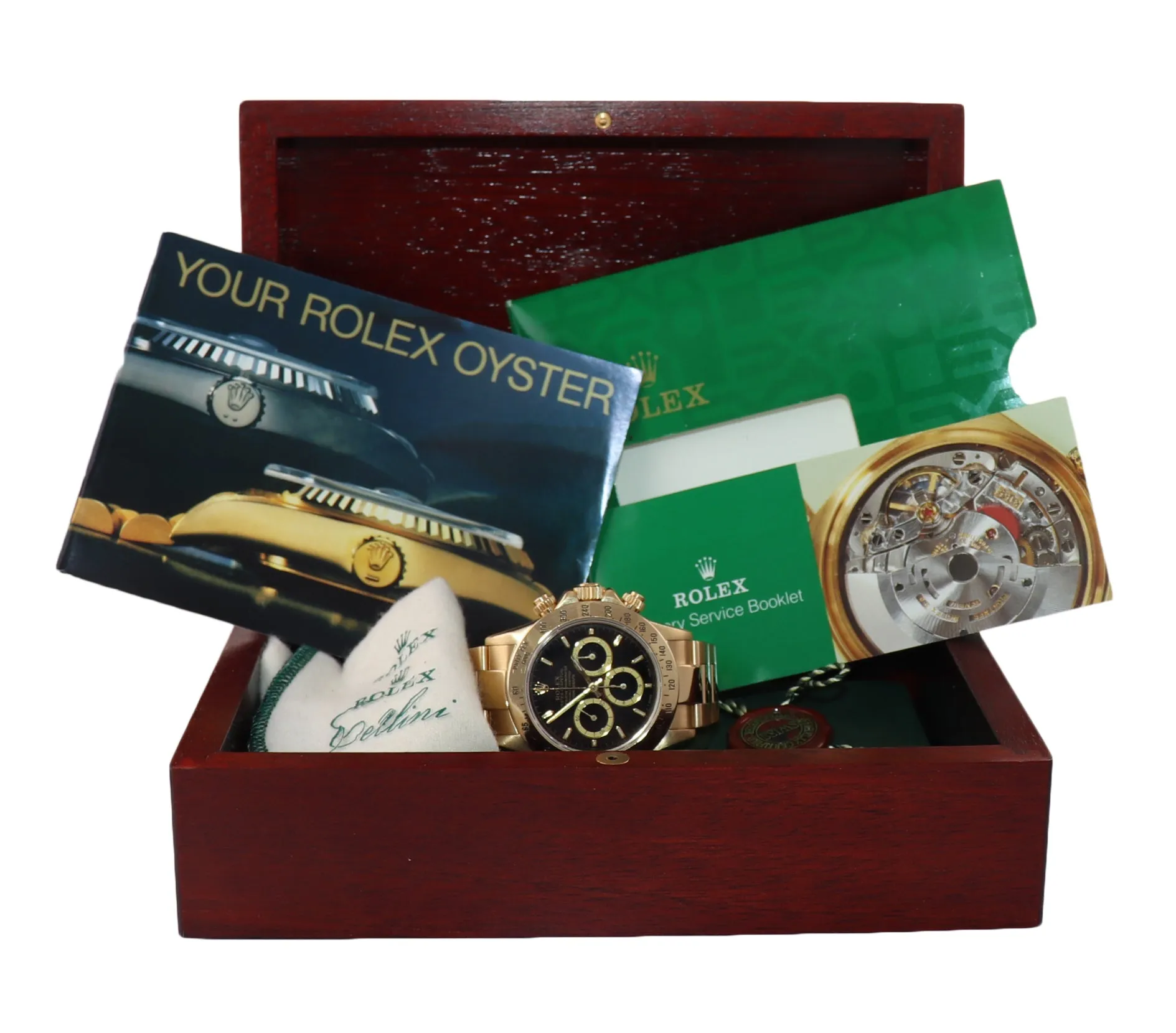 Rolex Daytona 16528 Zenith Black Inverted 6 Yellow Gold W Serial Watch Box