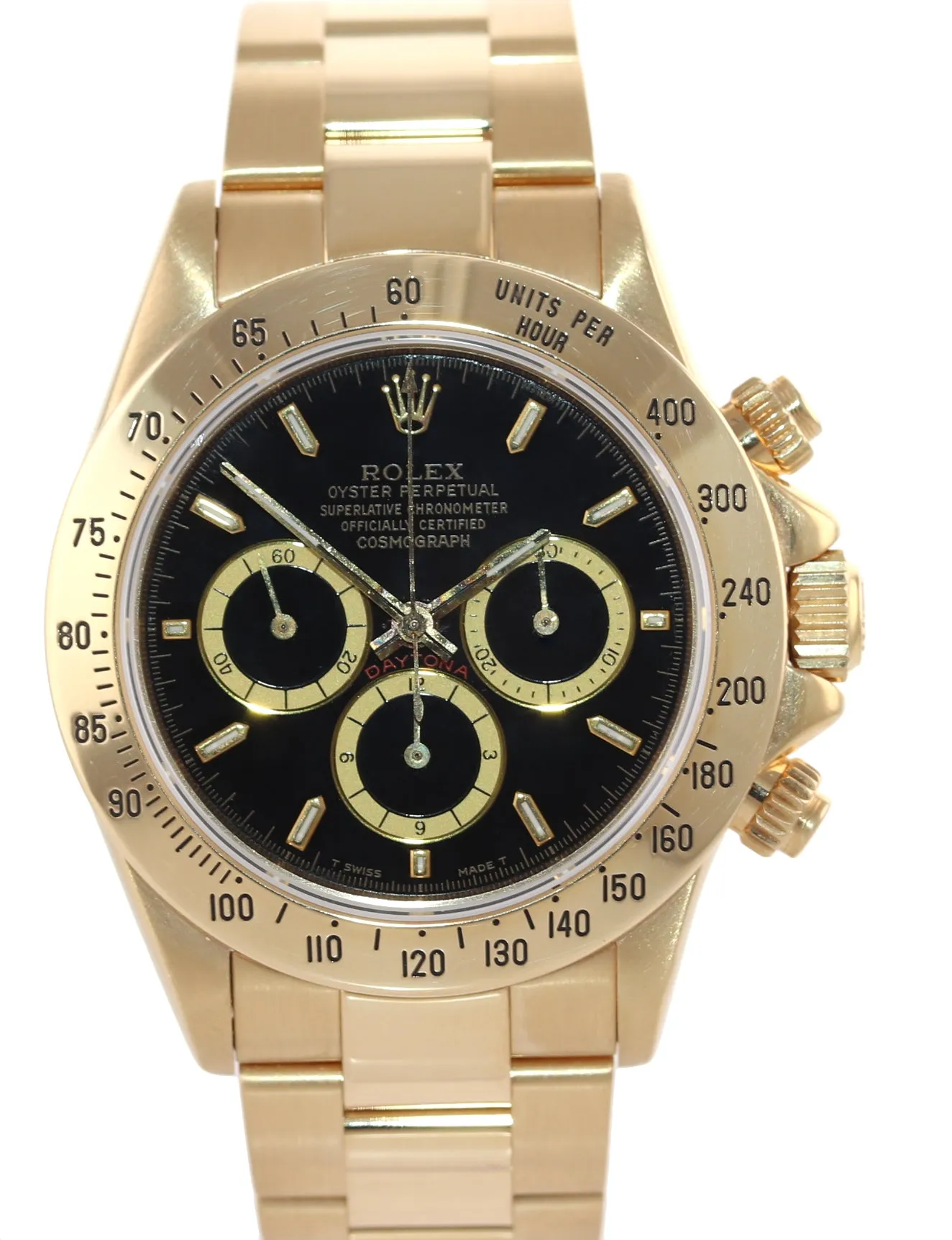 Rolex Daytona 16528 Zenith Black Inverted 6 Yellow Gold W Serial Watch Box