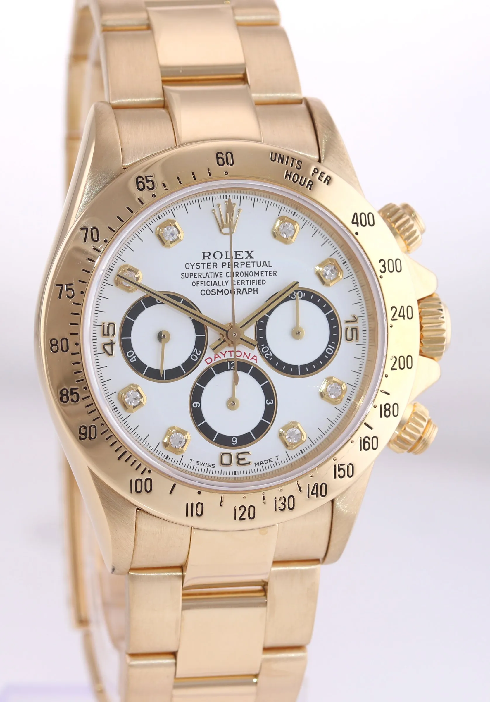 Rolex Daytona 16528 Zenith White Diamond 40mm Yellow Gold Inverted 6 Watch Box