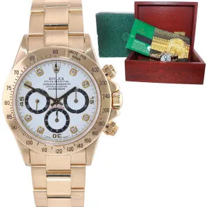 Rolex Daytona 16528 Zenith White Diamond 40mm Yellow Gold Inverted 6 Watch Box