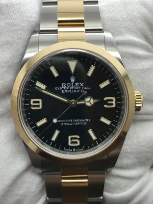 Rolex Explorer 36mm Two Tone 124273 Black Dial Automatic Men's Watch