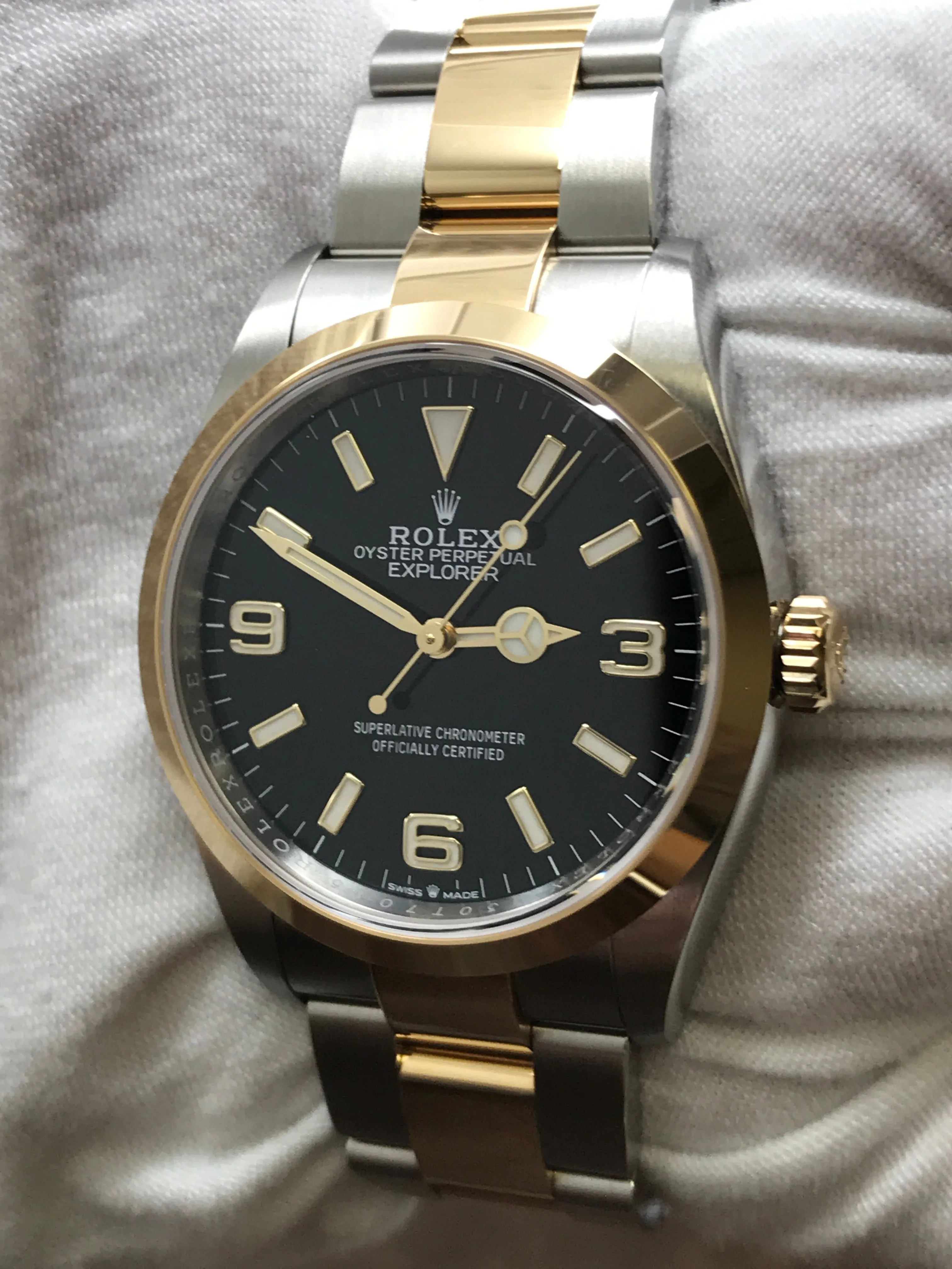 Rolex Explorer 36mm Two Tone 124273 Black Dial Automatic Men's Watch