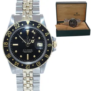 Rolex GMT-Master 1675 Jubilee Two-Tone Nipple Steel Gold Black Dial Watch Box