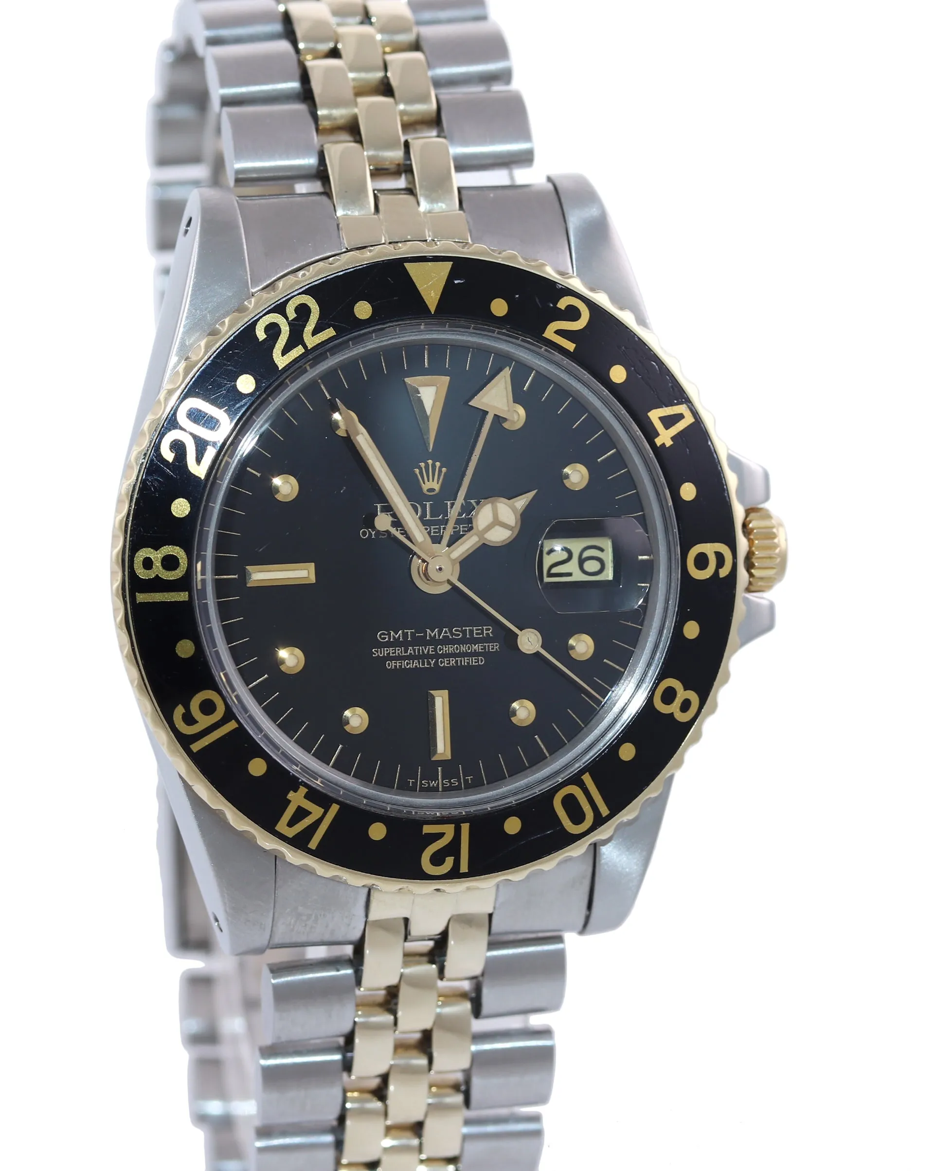 Rolex GMT-Master 1675 Jubilee Two-Tone Nipple Steel Gold Black Dial Watch Box