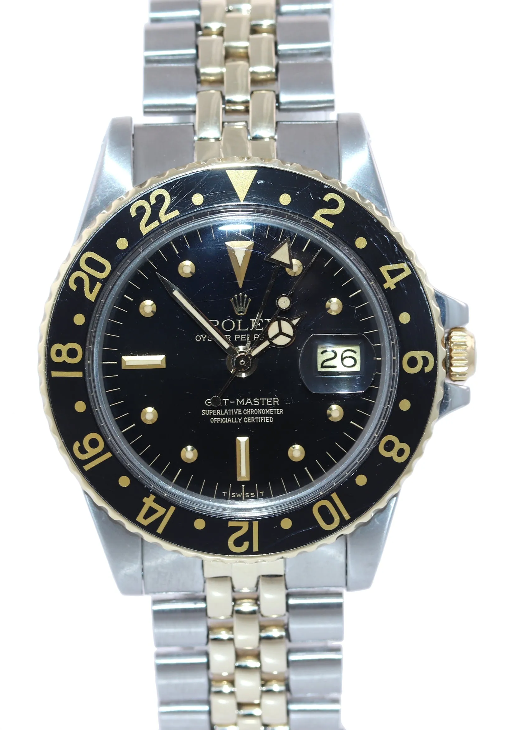 Rolex GMT-Master 1675 Jubilee Two-Tone Nipple Steel Gold Black Dial Watch Box