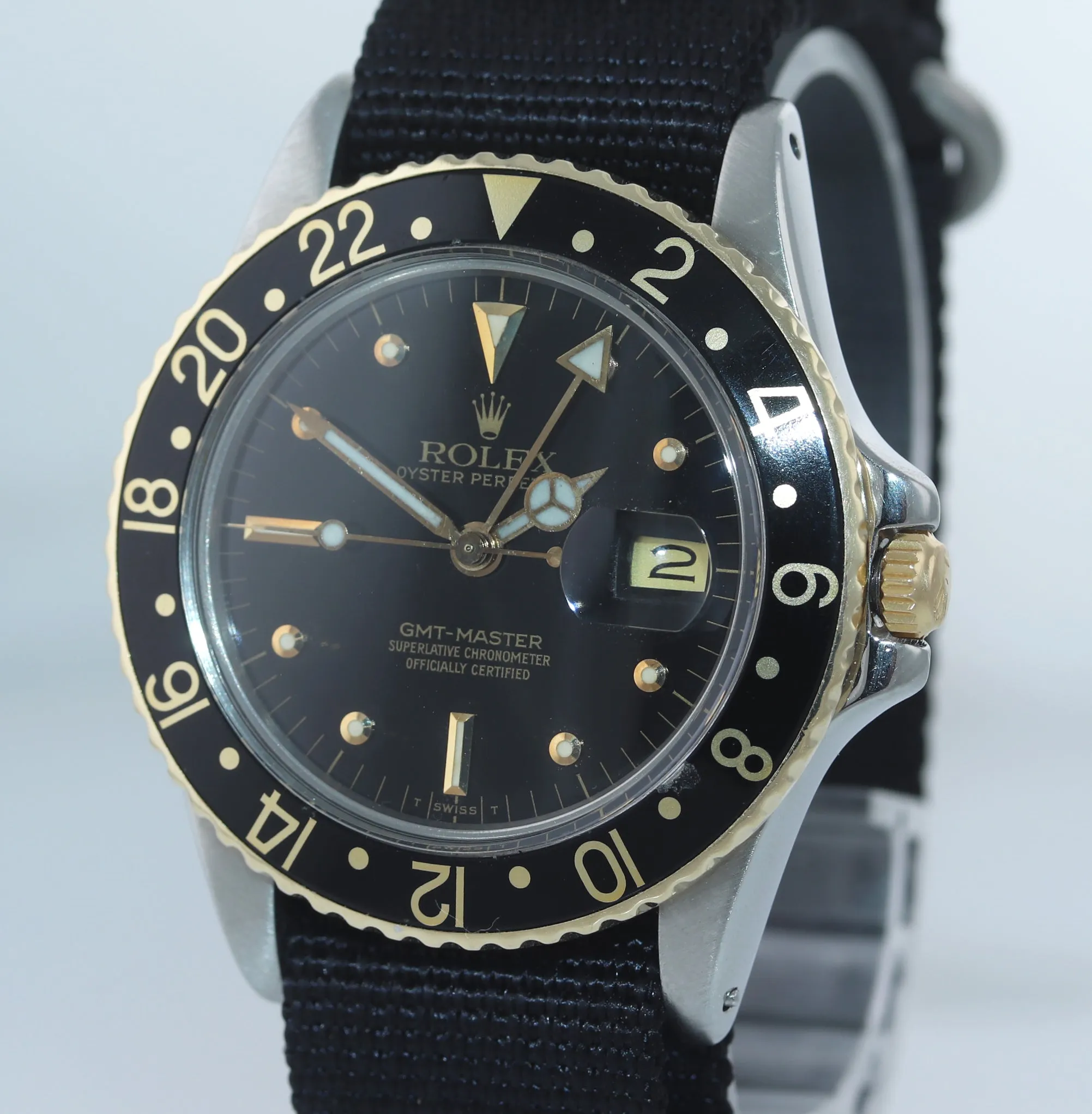 Rolex GMT-Master 16753 Jubilee Two-Tone Nipple 18k Gold Steel Nato 40mm Watch