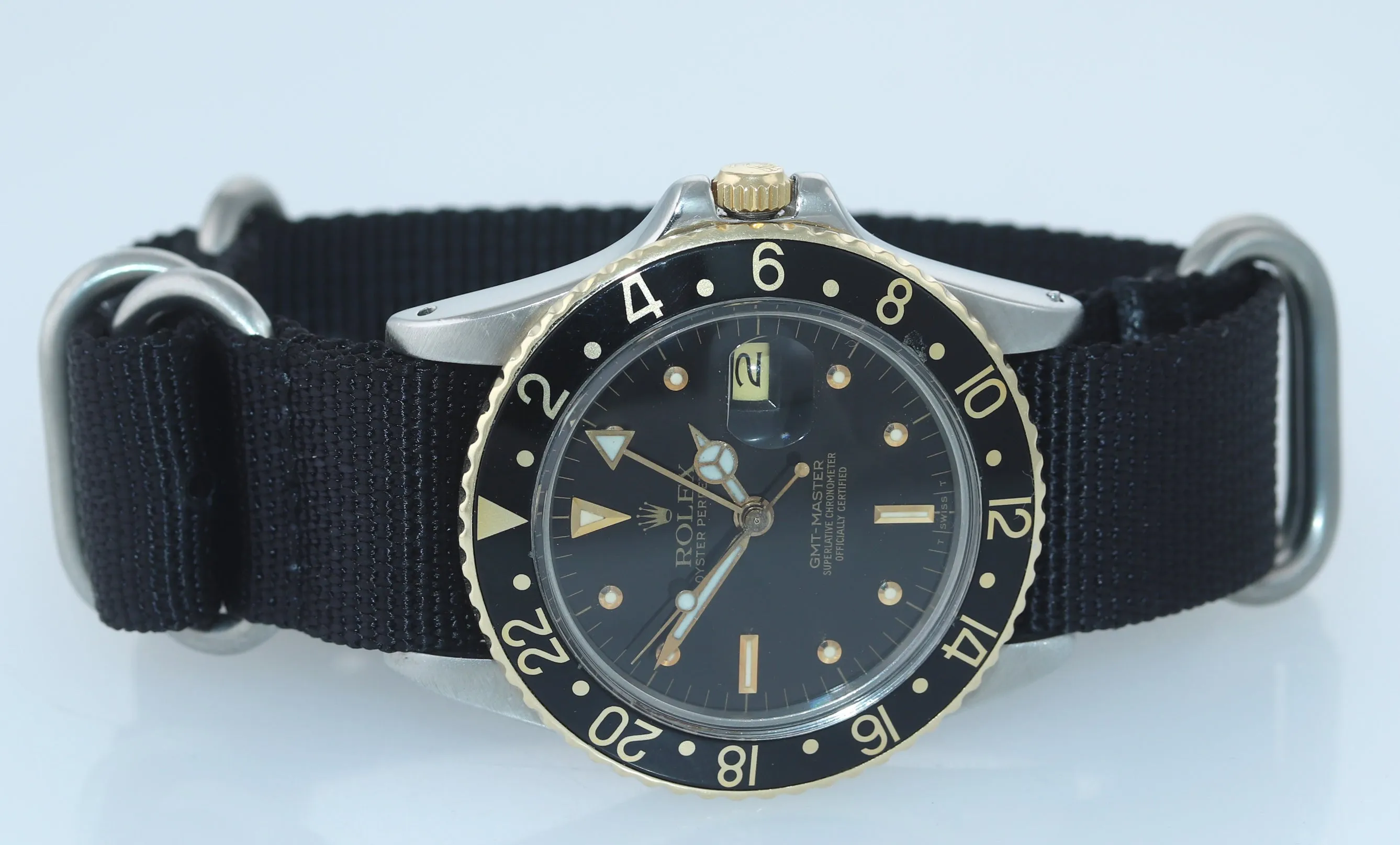 Rolex GMT-Master 16753 Jubilee Two-Tone Nipple 18k Gold Steel Nato 40mm Watch