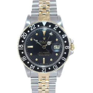 Rolex GMT-Master 16753 Jubilee Two-Tone Nipple Steel Yellow Gold Black Watch Box