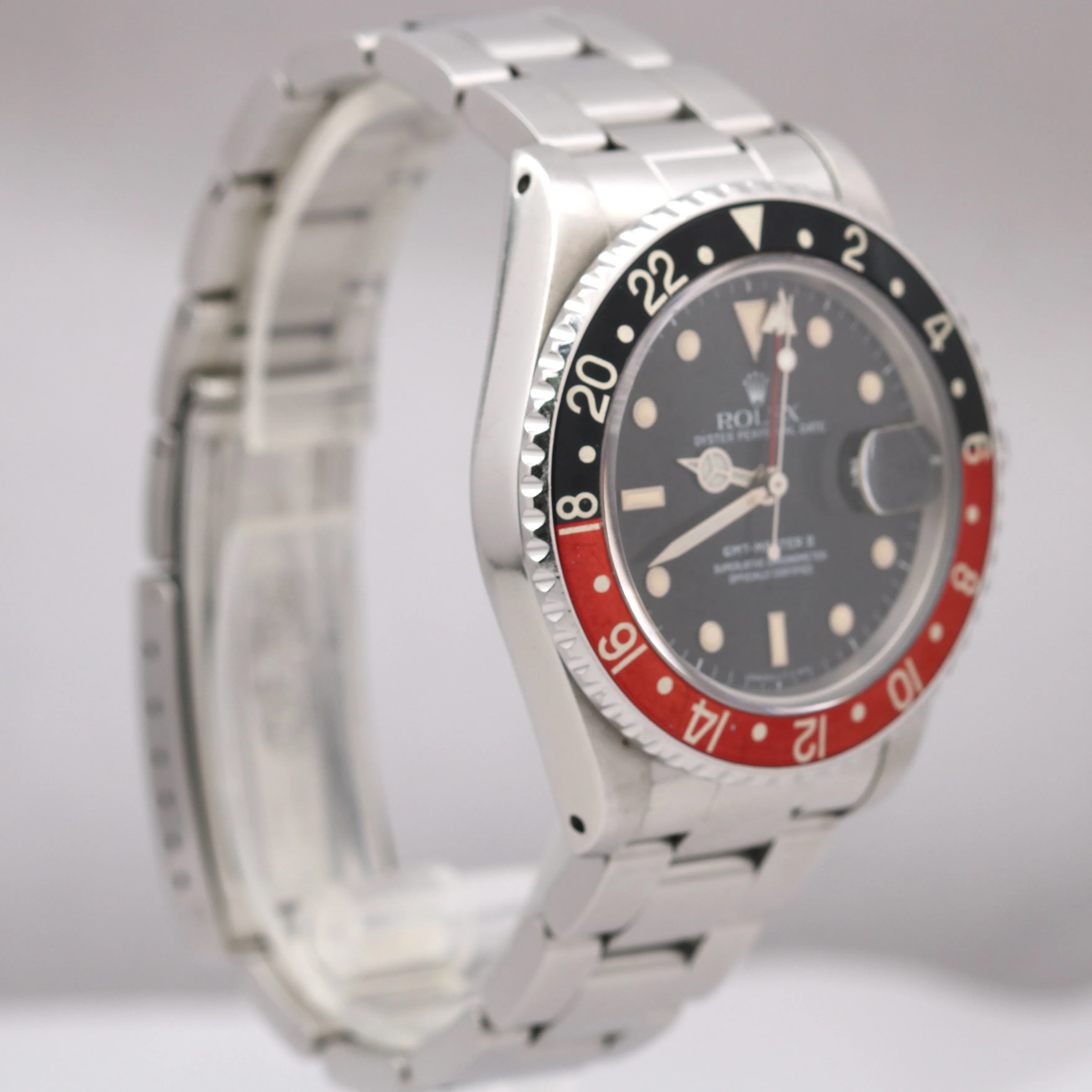 Rolex GMT-Master II Patina Creamy Coke Red Black Stainless 16710 T 40mm Watch