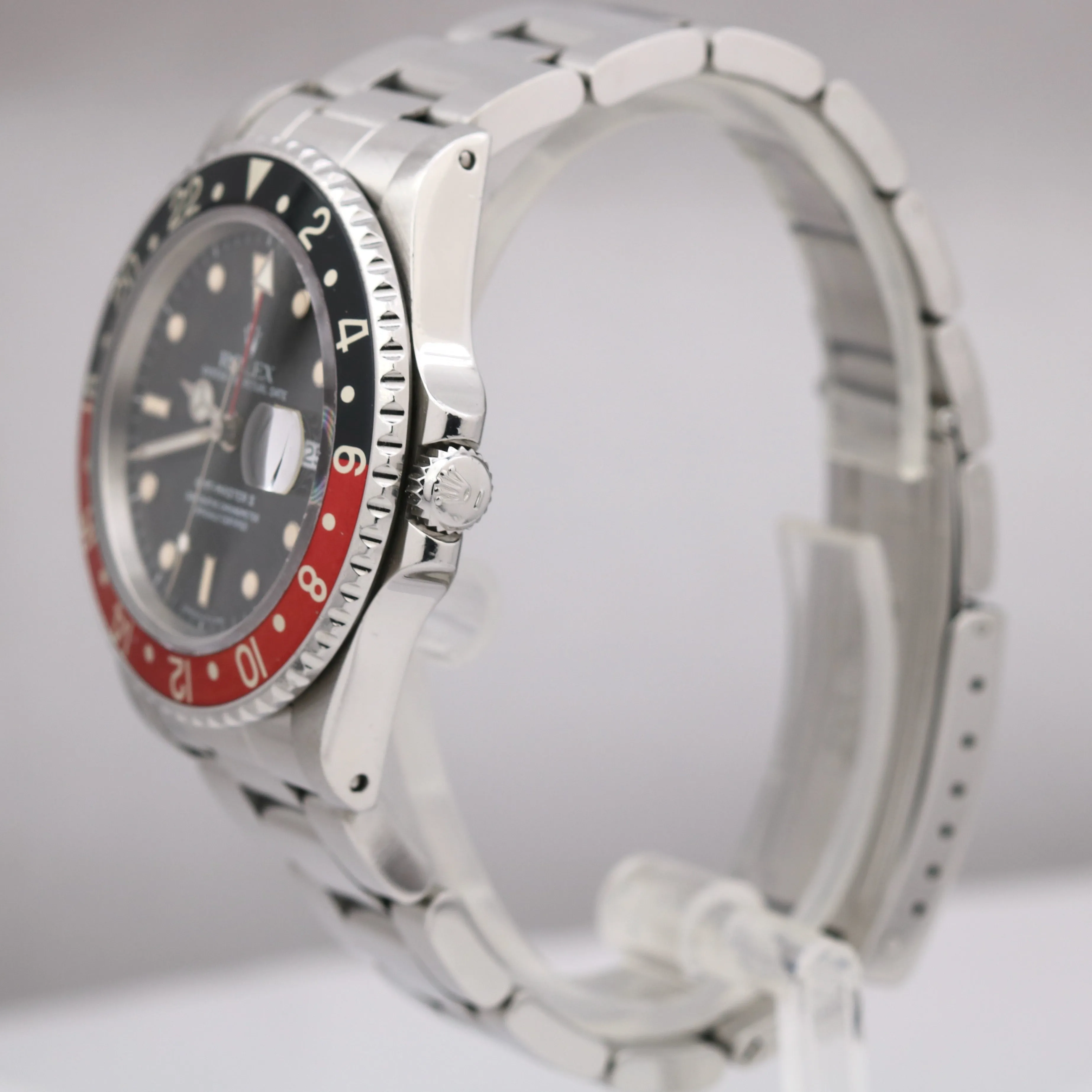 Rolex GMT-Master II Patina Creamy Coke Red Black Stainless 16710 T 40mm Watch