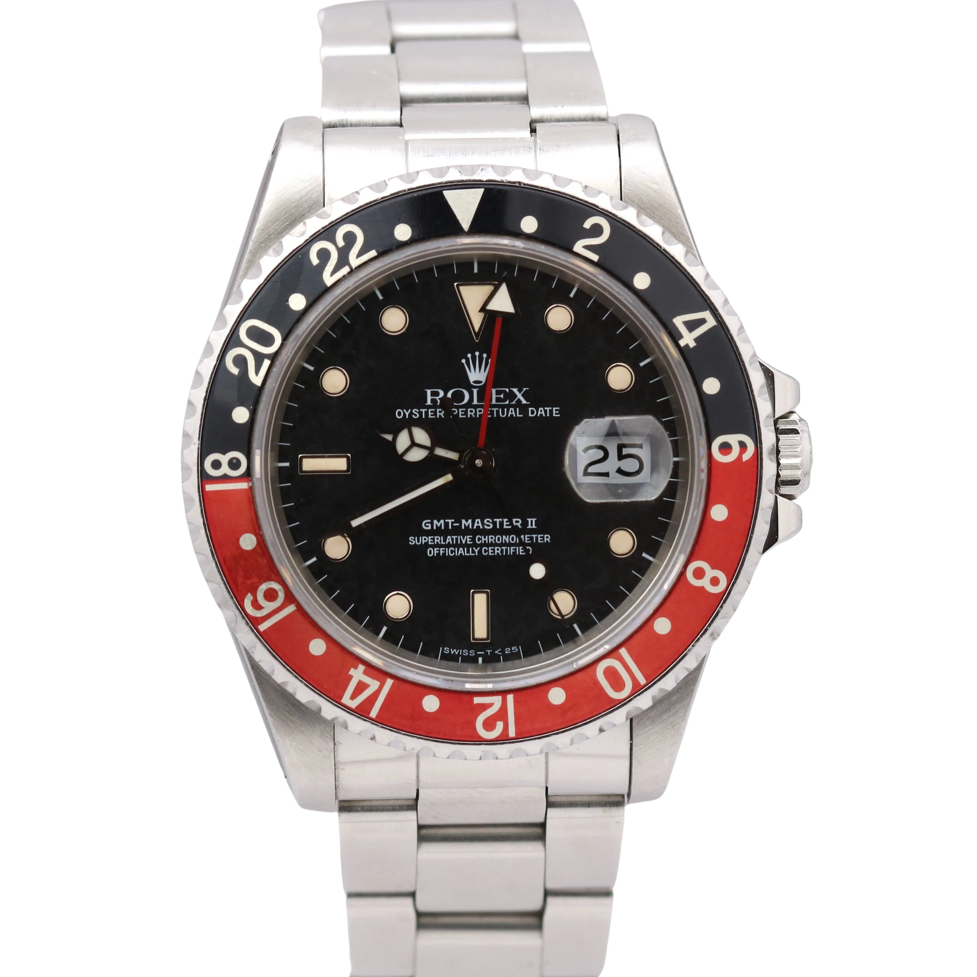 Rolex GMT-Master II Patina Creamy Coke Red Black Stainless 16710 T 40mm Watch