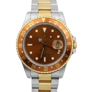 Rolex GMT-Master II Root Beer Brown Two-Tone 18K Gold Stainless Watch 16713