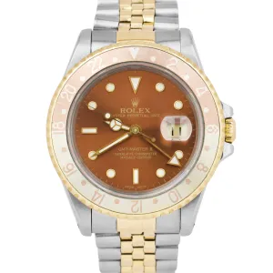 Rolex GMT-Master II Two-Tone Stainless Gold ROOT BEER Jubilee 40mm Watch 16713
