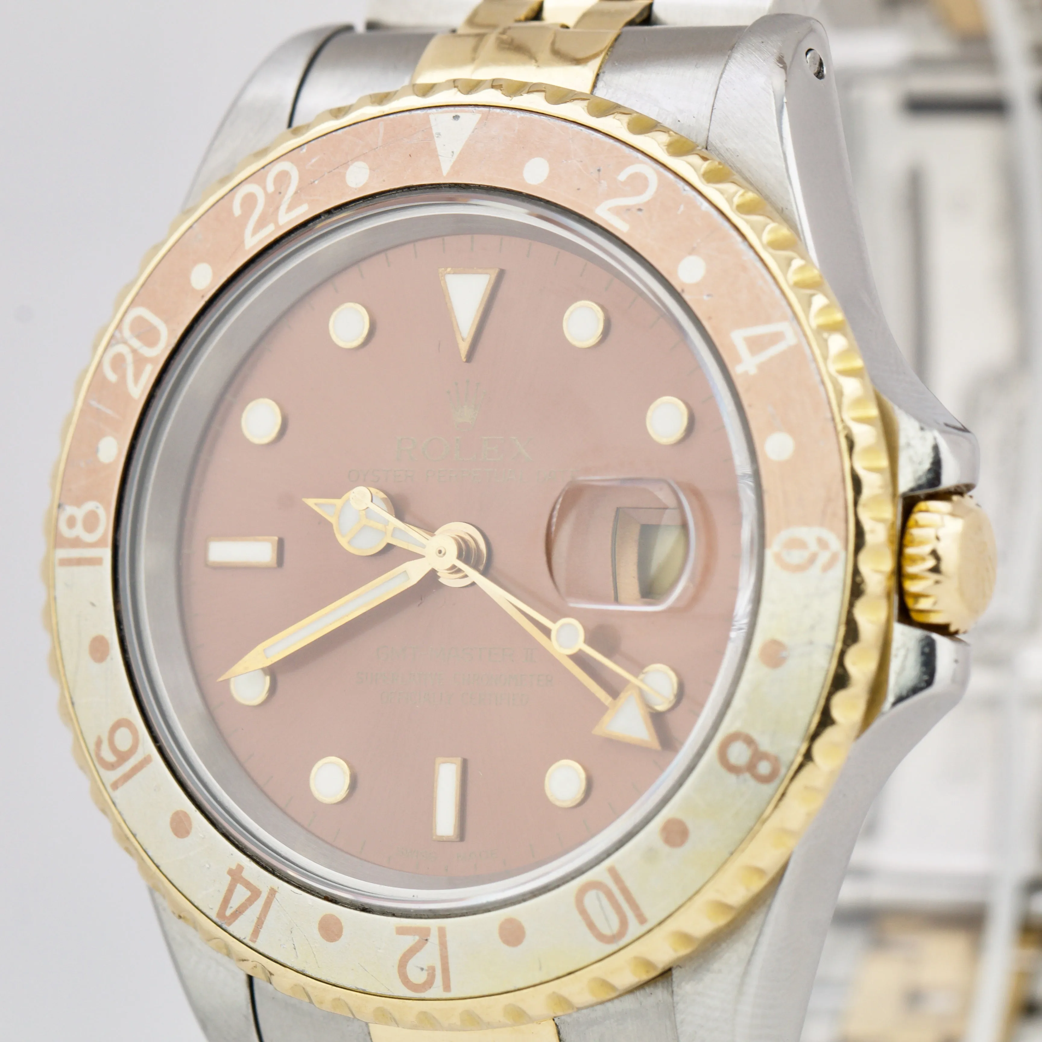 Rolex GMT-Master II Two-Tone Stainless Gold ROOT BEER Jubilee 40mm Watch 16713