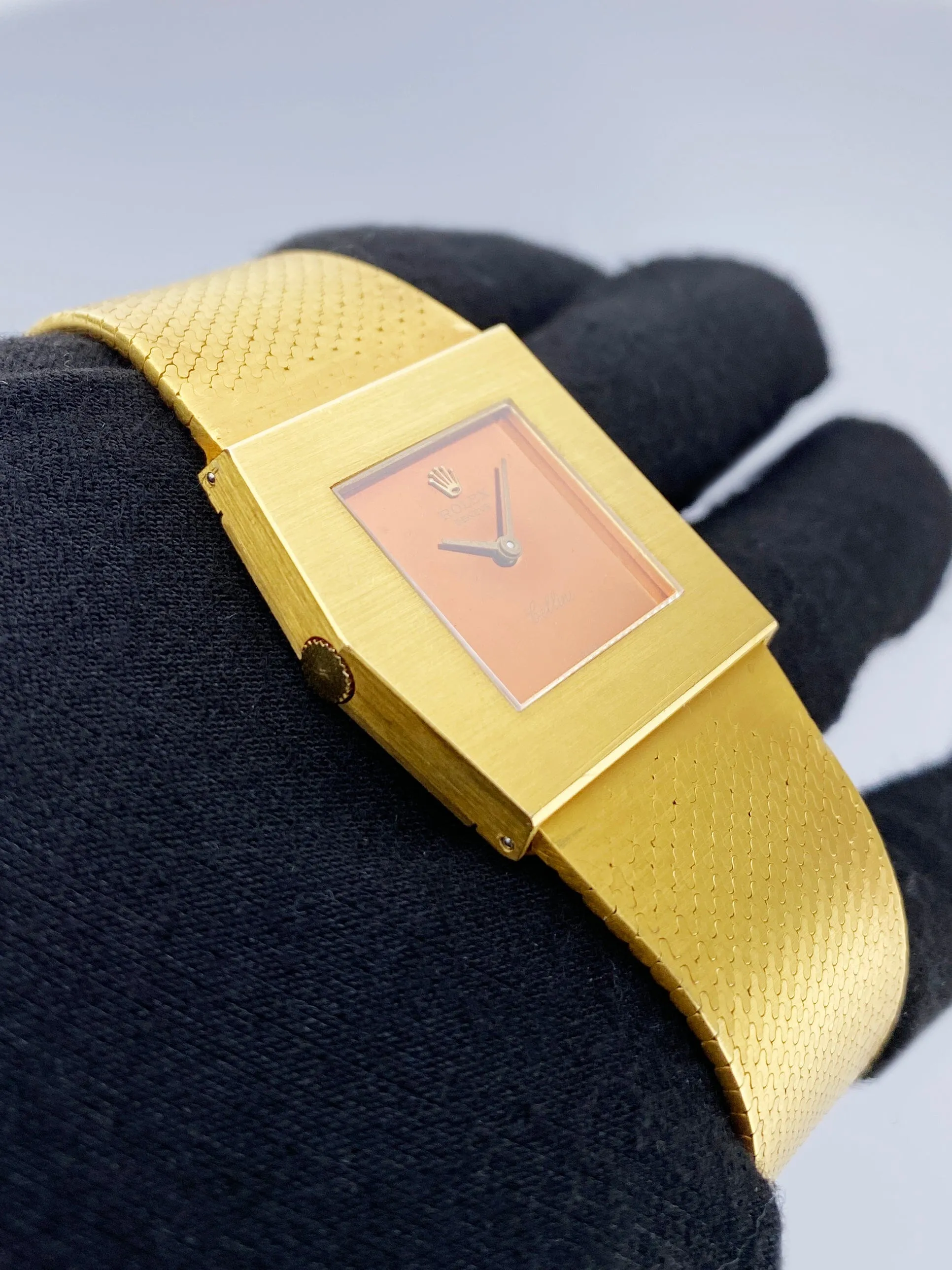 Rolex King Midas Cellini Red Dial Yellow Gold Ladies Watch