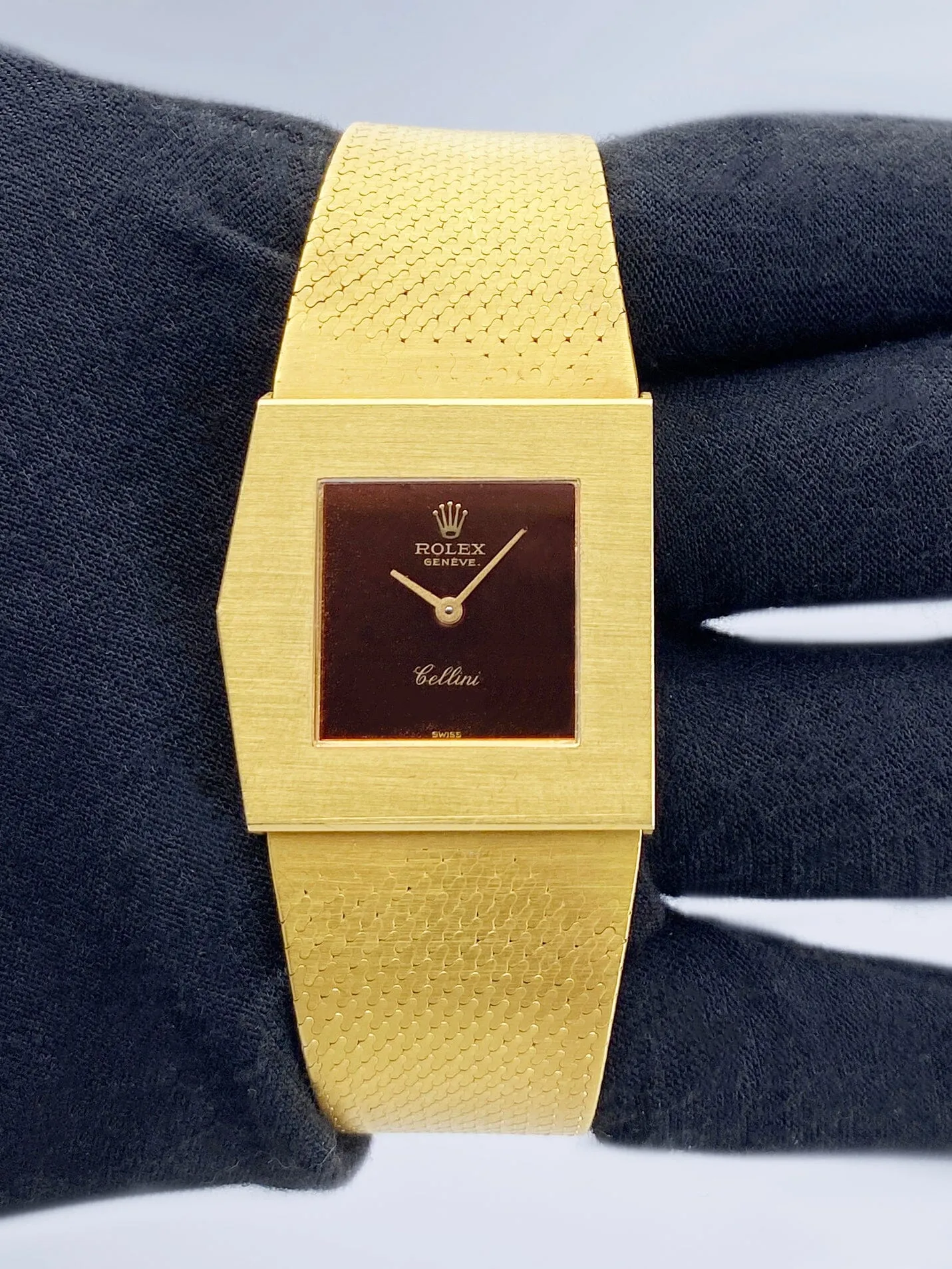 Rolex King Midas Cellini Red Dial Yellow Gold Ladies Watch