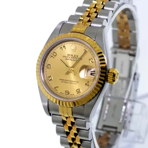 Rolex Lady-Datejust 26mm Yellow Gold & Steel Champagne Arabic Dial, Fluted Bezel 79173
