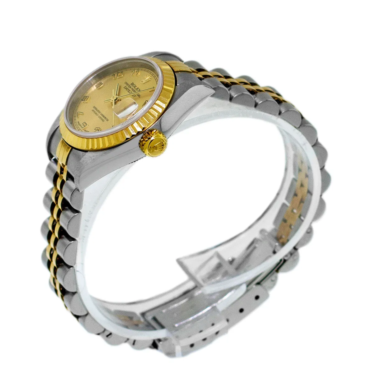 Rolex Lady-Datejust 26mm Yellow Gold & Steel Champagne Arabic Dial, Fluted Bezel 79173