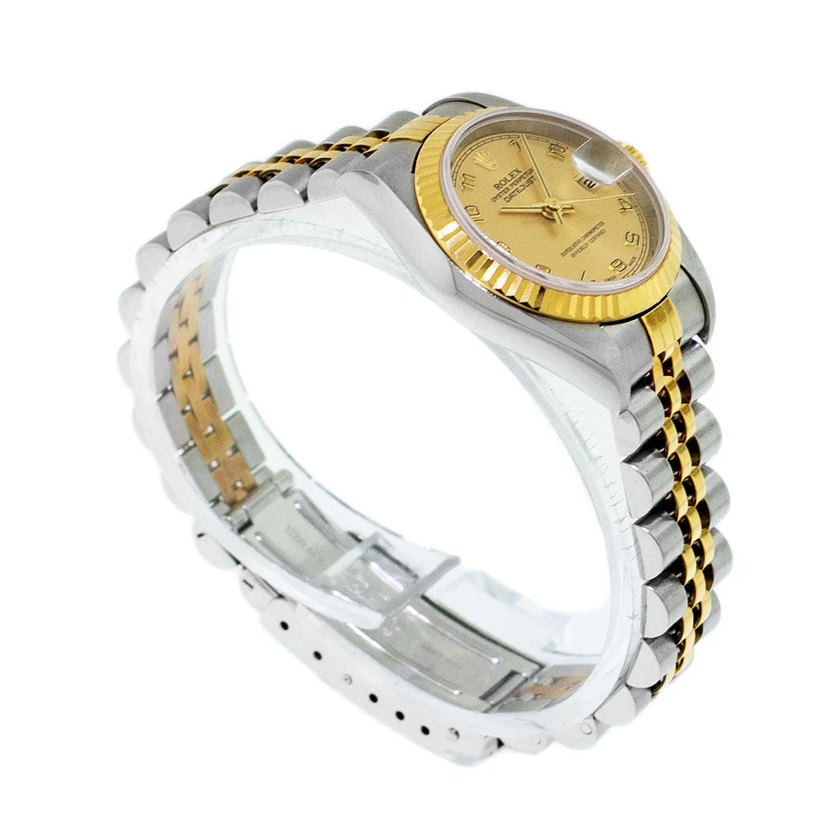 Rolex Lady-Datejust 26mm Yellow Gold & Steel Champagne Arabic Dial, Fluted Bezel 79173