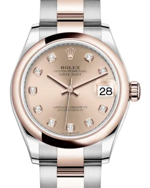 Rolex Lady-Datejust 31 Rose Gold/Steel Rose Diamond Dial & Smooth Domed Bezel Oyster Bracelet 278241