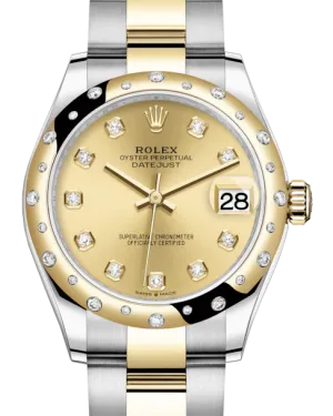 Rolex Lady-Datejust 31 Yellow Gold/Steel Champagne Diamond Dial & Domed Set with Diamonds Bezel Oyster Bracelet 278343RBR