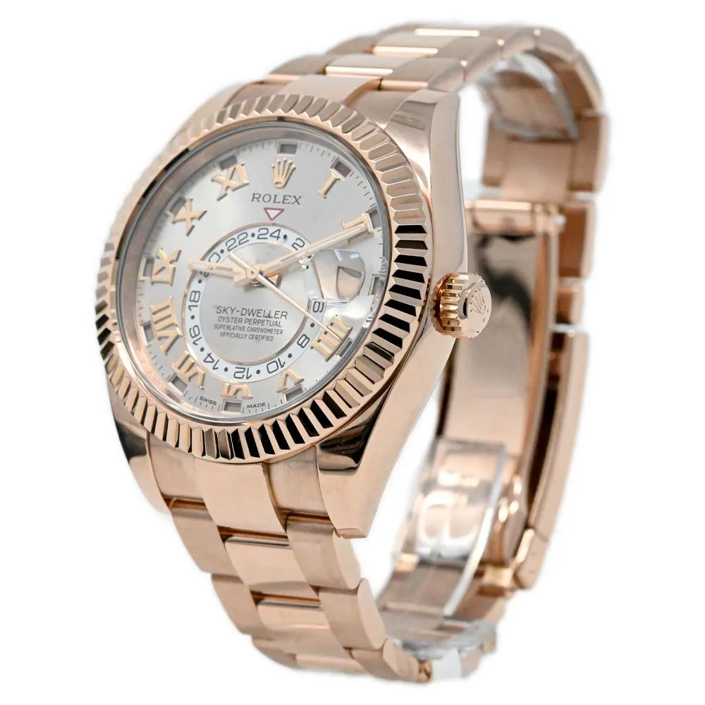 Rolex Men's Sky-Dweller 18K Rose Gold Pink Sundust Roman Dial Watch Reference #: 326935