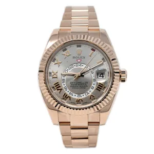 Rolex Men's Sky-Dweller 18K Rose Gold Pink Sundust Roman Dial Watch Reference #: 326935