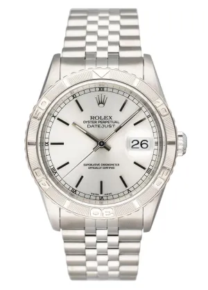 Rolex Oyster Datejust Turn-O-Graph 16264 Silver Dial Mens Watch
