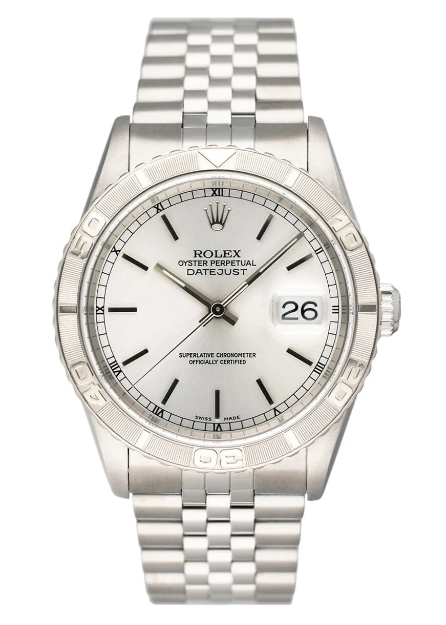 Rolex Oyster Datejust Turn-O-Graph 16264 Silver Dial Mens Watch