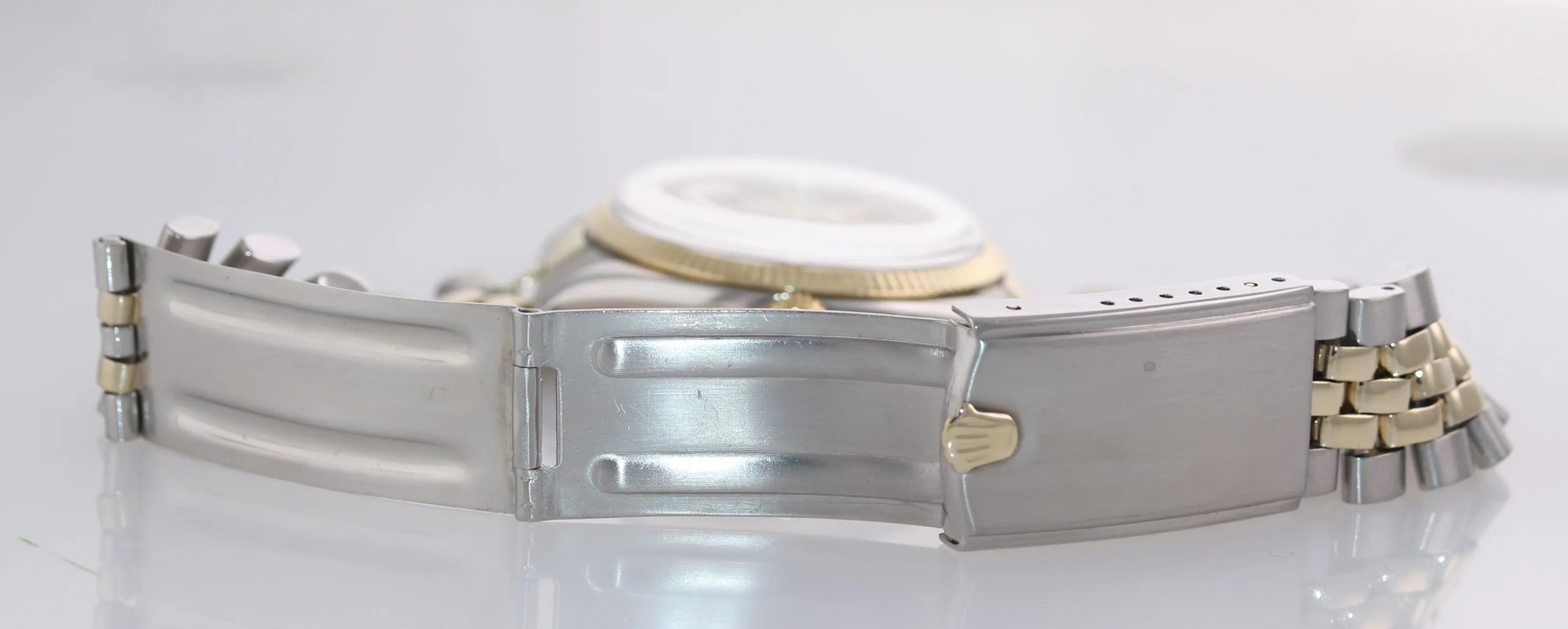 Rolex Oyster Perpetual 1005 Silver Dial 34mm 14k Yellow Gold Two Tone Watch