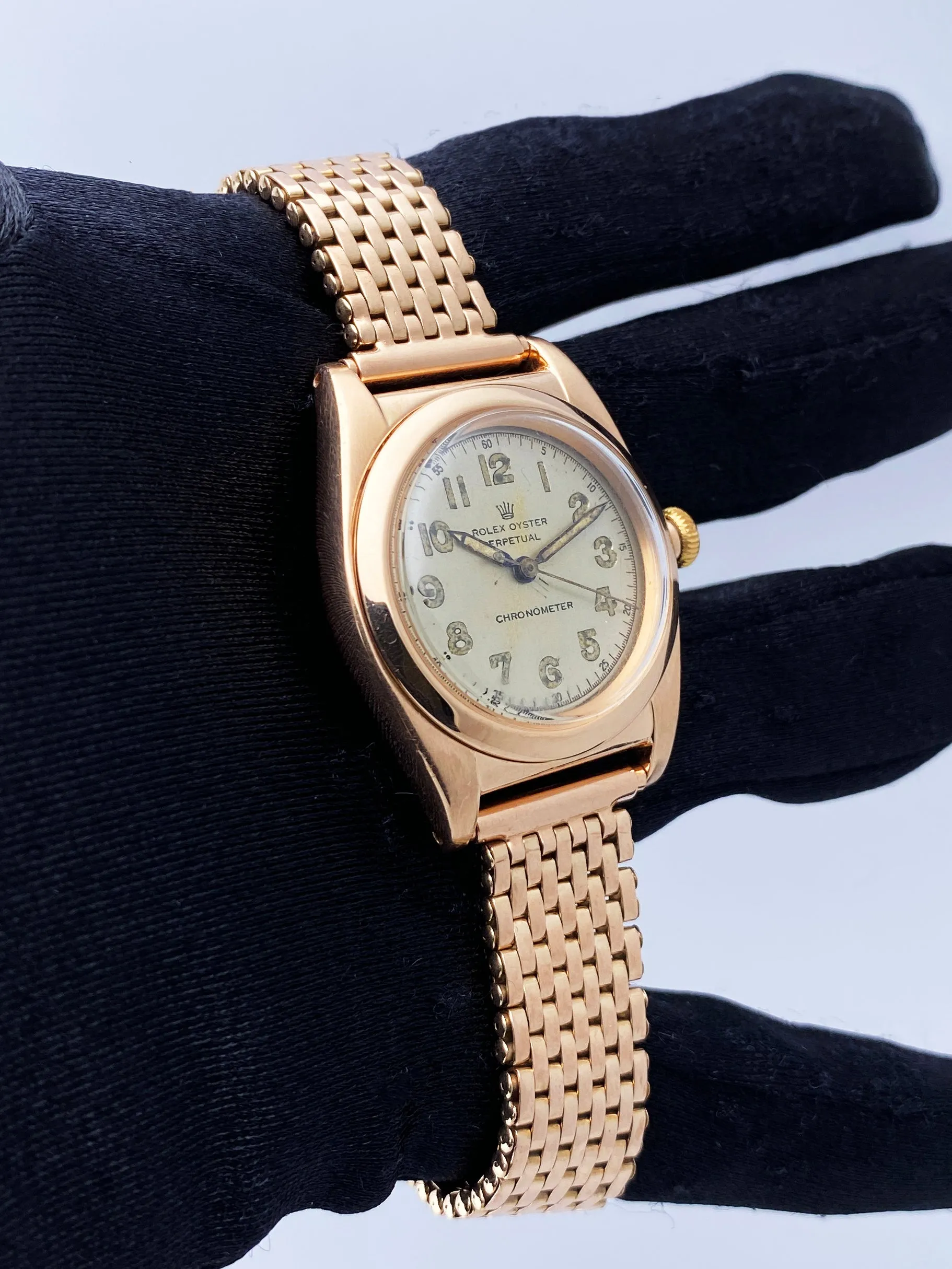 Rolex Oyster Perpetual Bubble Back 3131 Rose Gold Watch