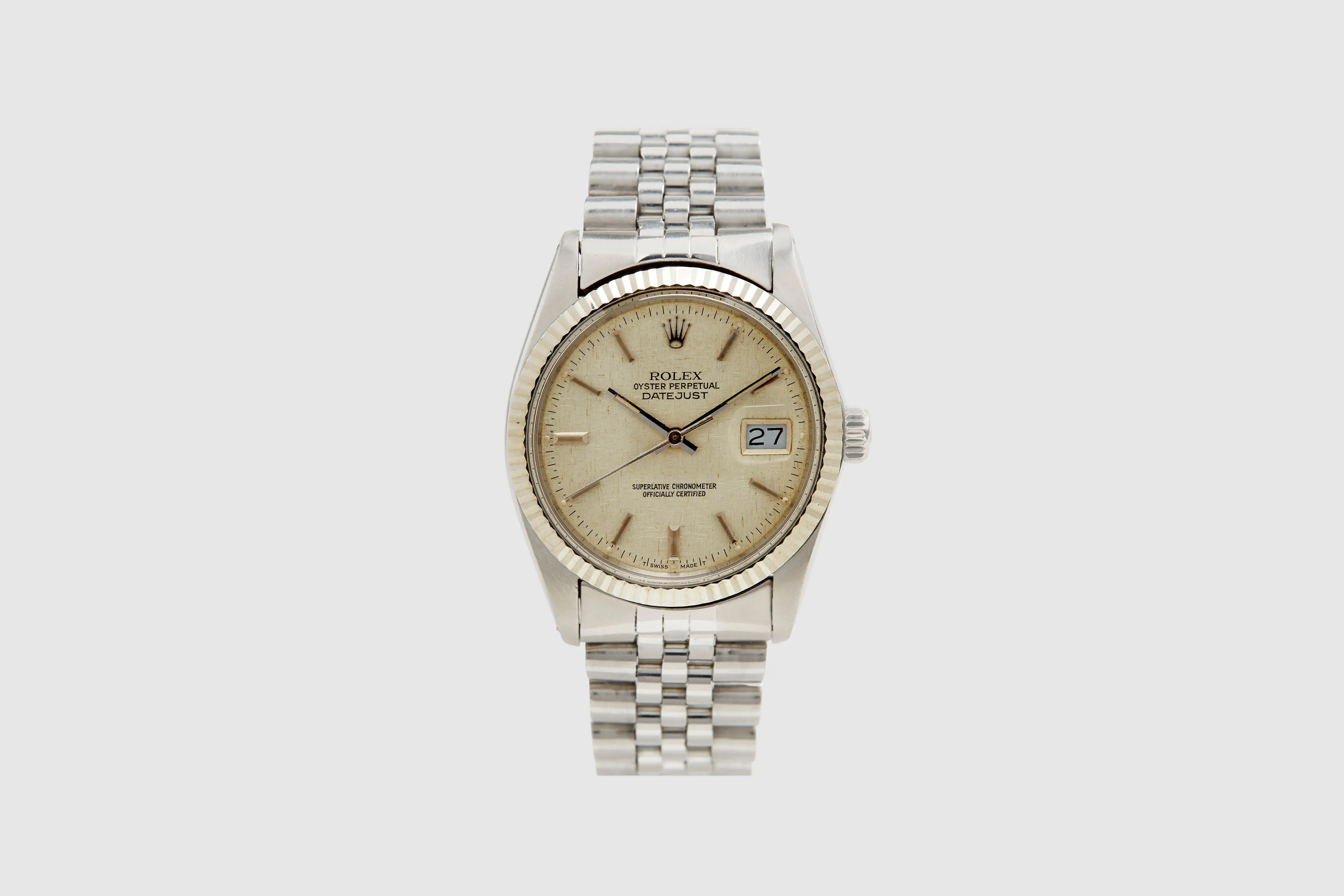 Rolex Oyster Perpetual Datejust with Linen Dial Box & Papers 1979
