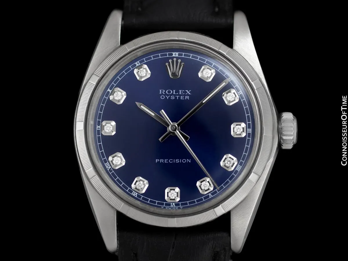 Rolex Oyster Precision Ref. 6427 Vintage Mens Watch - Stainless Steel & Diamonds