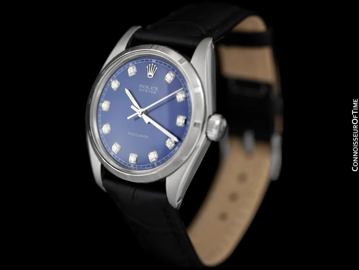 Rolex Oyster Precision Ref. 6427 Vintage Mens Watch - Stainless Steel & Diamonds