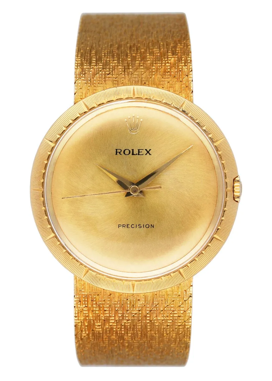 Rolex Precision 9919 Champagne Dial 18K Yellow Gold Vintage Watch