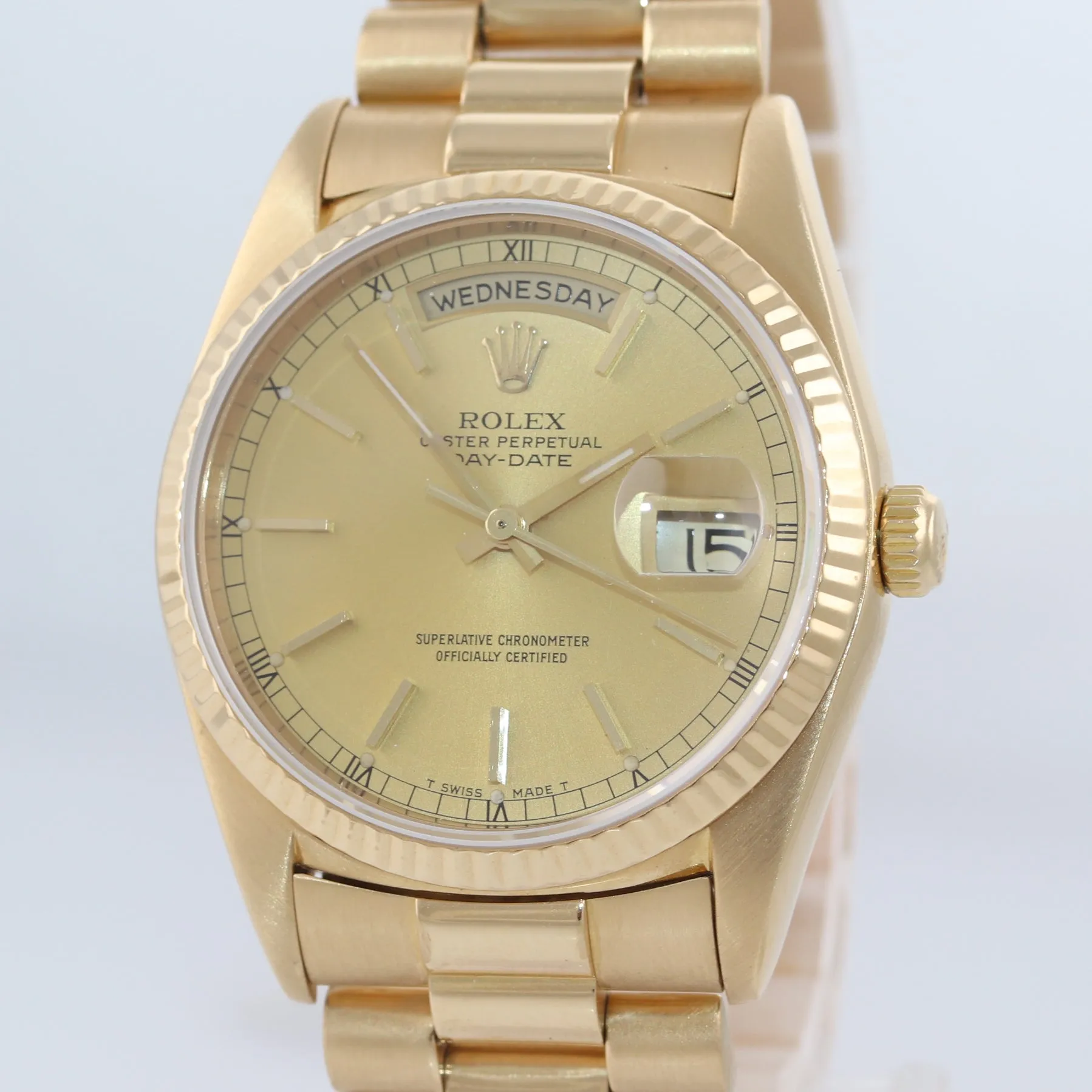 Rolex President 36mm Champagne Double Quickset 18K Yellow Gold Watch 18238