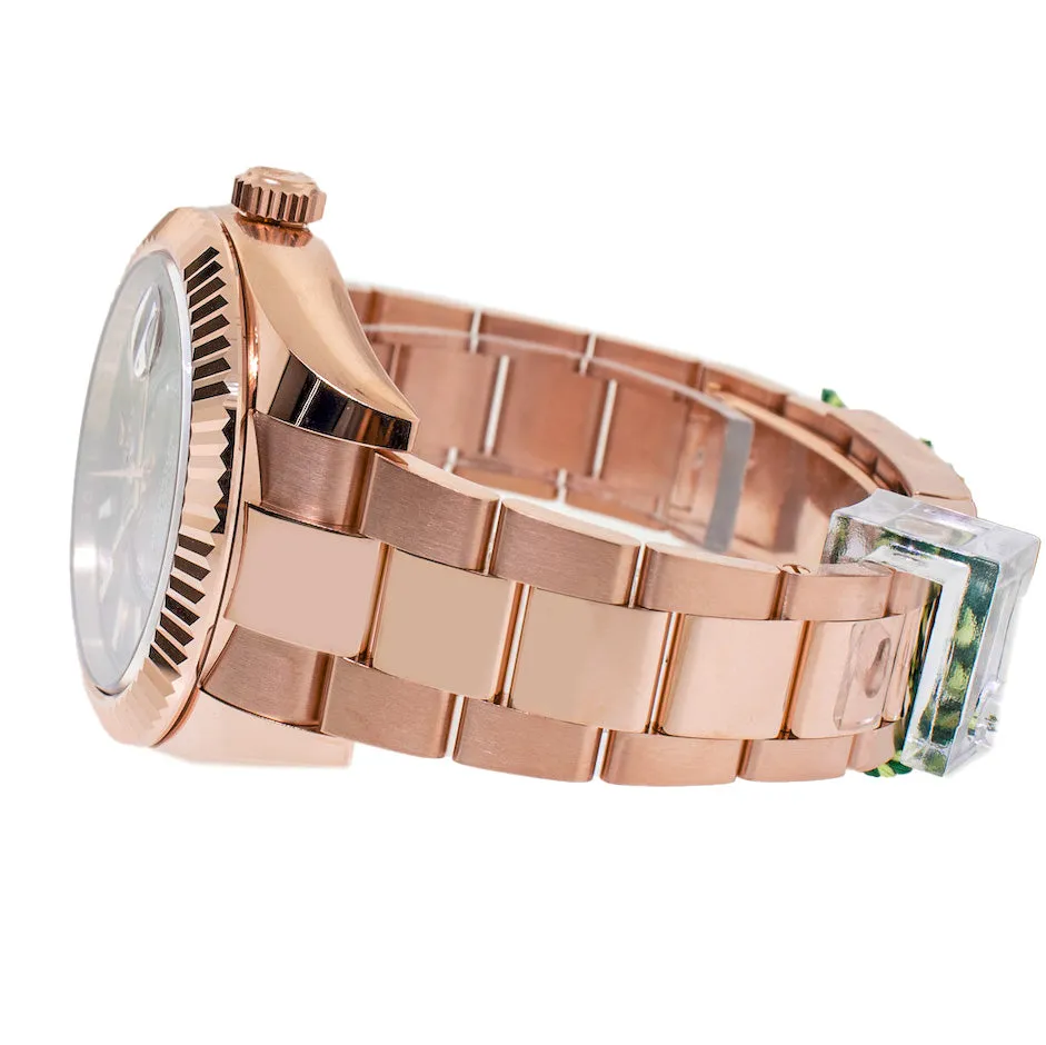 Rolex Sky-Dweller 42mm Everose Gold Dark Rhodium Index Dial Fluted Bezel 326935DKR