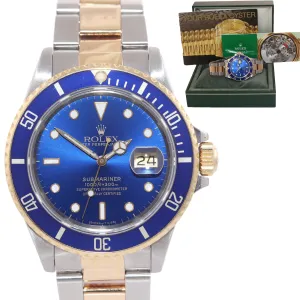 Rolex Submariner 16803 Blue 18k Yellow Gold Two-Tone 16613 40mm Watch Box 16613