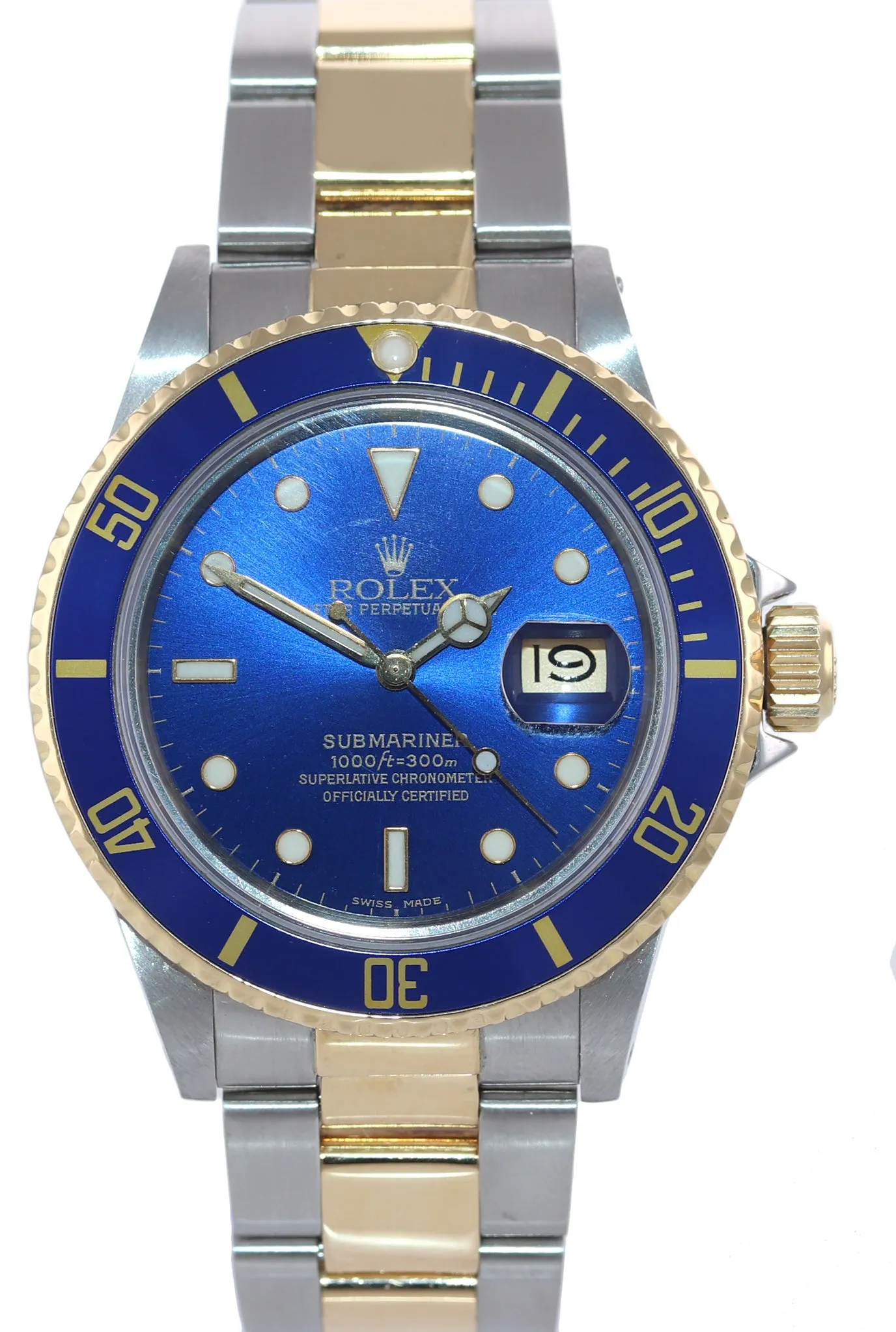 Rolex Submariner 16803 Blue 18k Yellow Gold Two-Tone 40mm Dive Watch Box