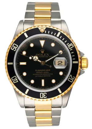 Rolex Submariner Date 16613 18k Yellow Gold Men's Watch