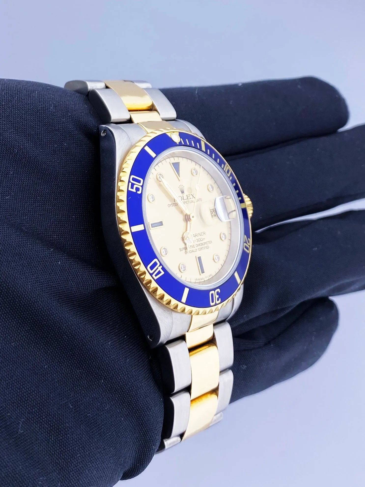 Rolex Submariner Date 16613 Serti Dial Men's Watch Box & Papers