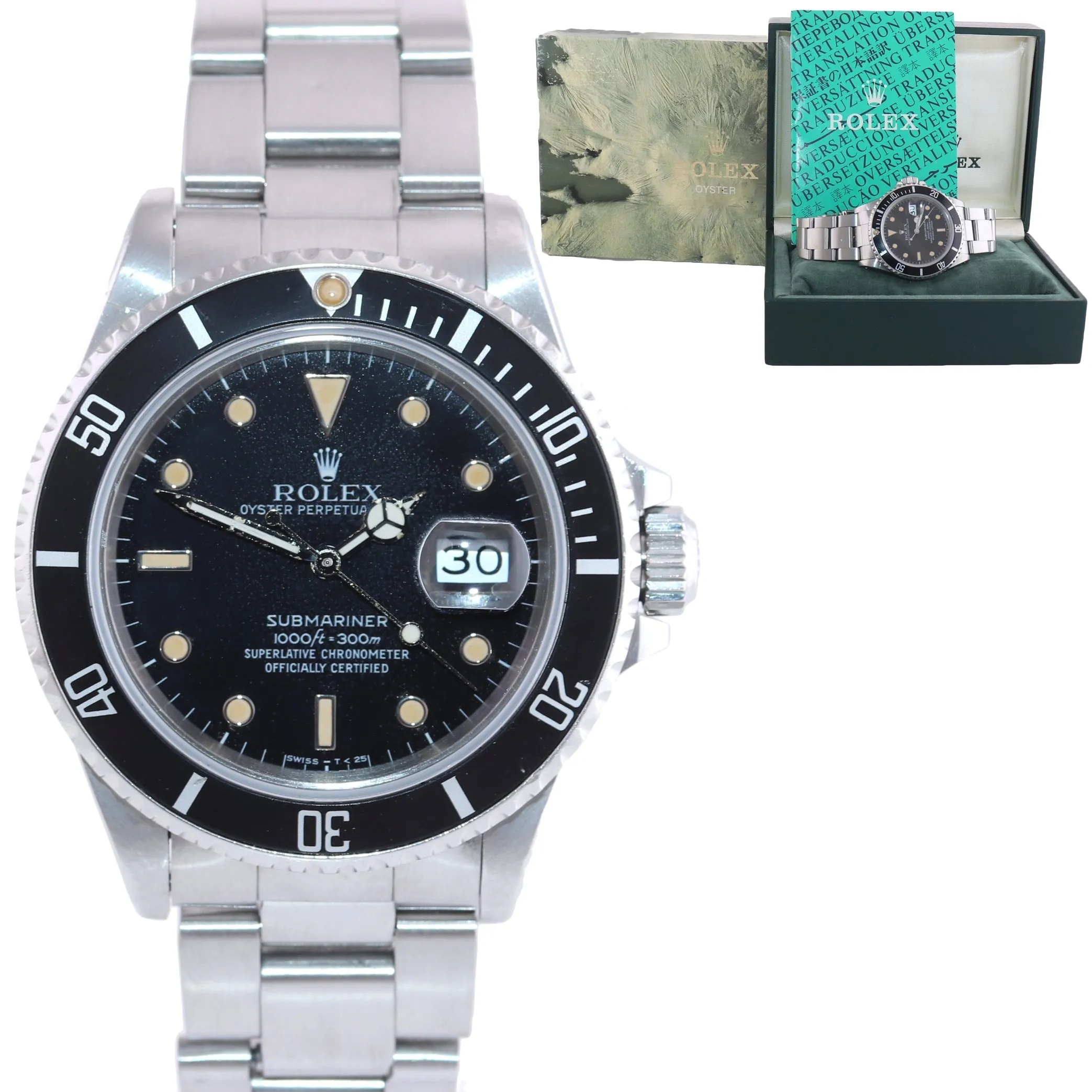 Rolex Submariner Date 168000 Steel Black 40mm Dive Watch Box