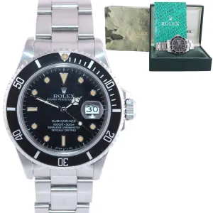 Rolex Submariner Date 168000 Steel Black 40mm Dive Watch Box