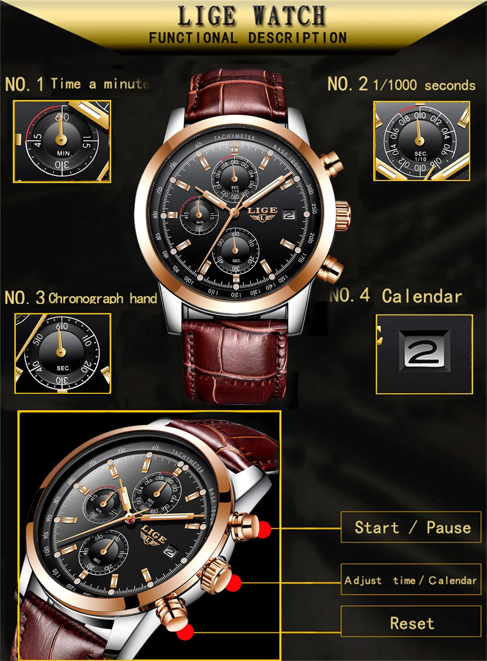 Rosewood Chronograph Water Resistant Watch